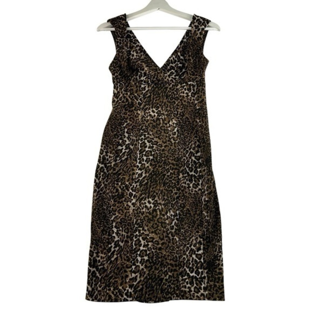 Snap Brown Leopard Print Midi Dress